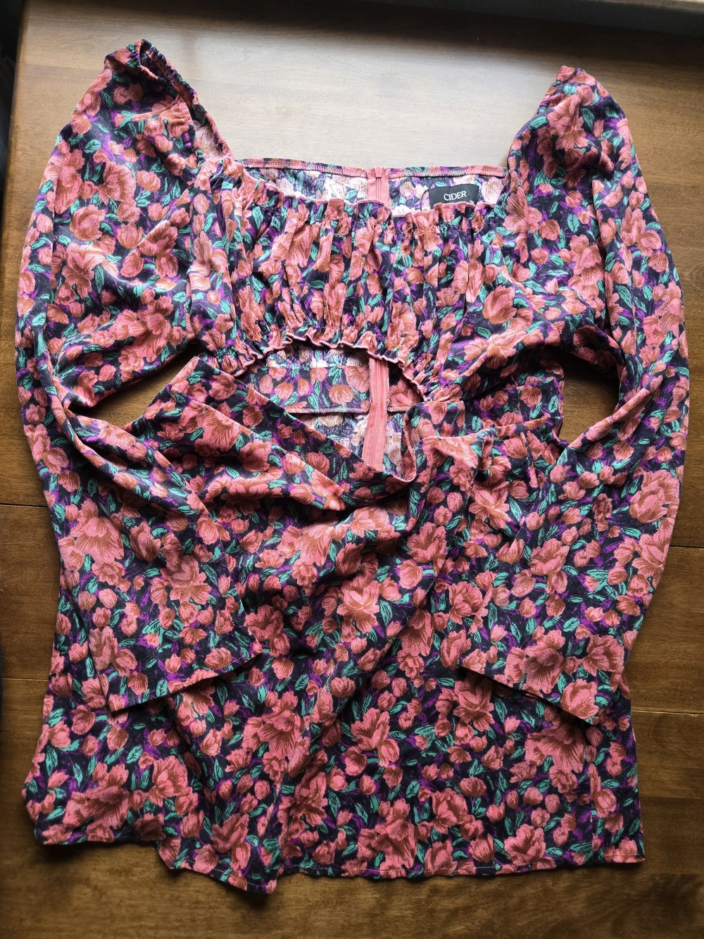 Cider Floral Puff Sleeve Mini Dress Women’s 4XL Pink Cottagecore Romantic
